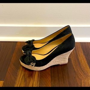 Tory Burch Dory Black Peep Toe Espadrille (New)